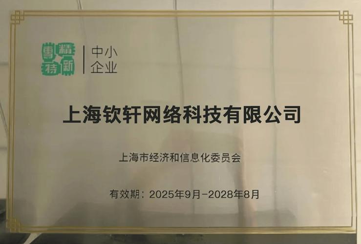 钦家荣膺2025年上海市“专精特新”企业称号！钦轩网络创新实力获权威认可
